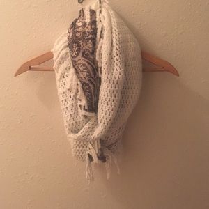 Paisley, Knit, and Fringe Infinity Scarf