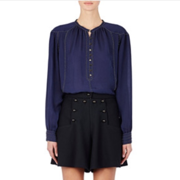 ISABEL MARANT indigo blue peasant blouse top S
