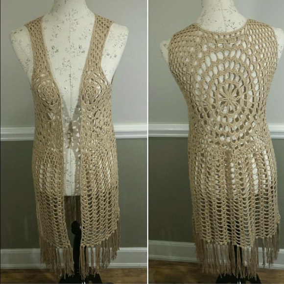 Long crocheted vest