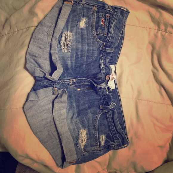 Distressed jean shorts