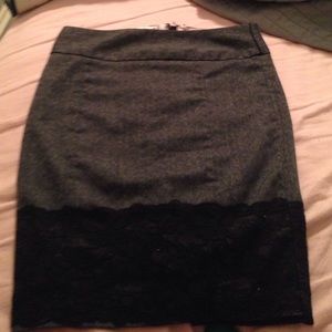 Grey with black trim pencil skirt