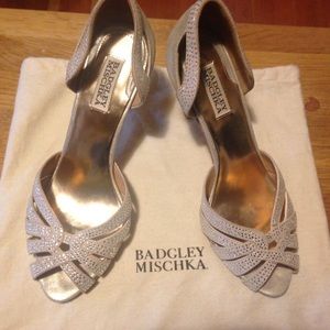 Badgley Mischka Tatiana light gold jeweled heels