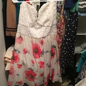 Chiffon floral strapless dress