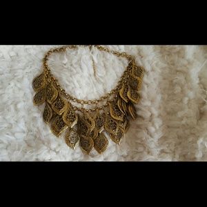 Gold leaf necklace.