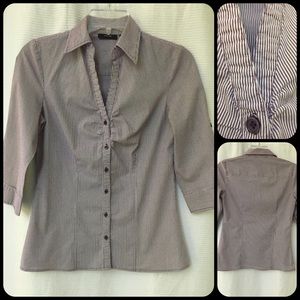Apt 9 purple stripe button up blouse.