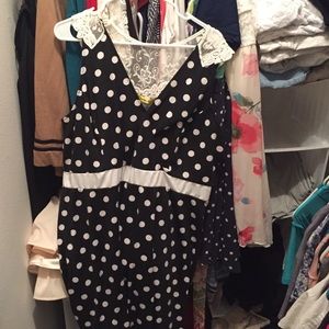 Polka dot dress with lace back