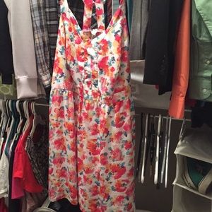 Pink floral chiffon like dress