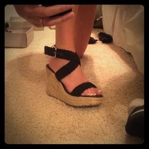 Fun black strappy Jessica Simpson wedges
