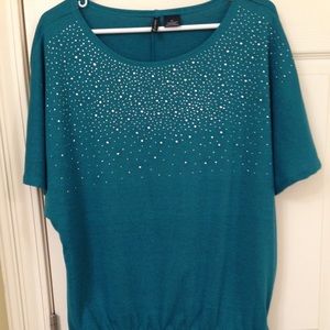 Teal top with silver detail