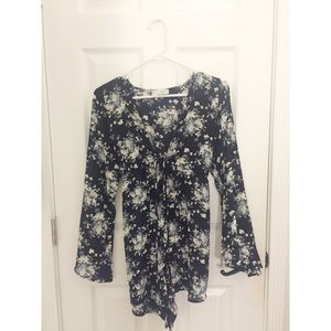 Audrey 3+1 boho floral long sleeve romper