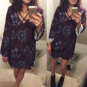 Purple floral shift dress FALL READY