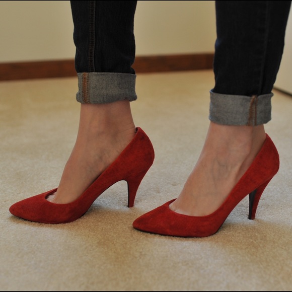 Vintage Red Suede Pumps Size 7.5
