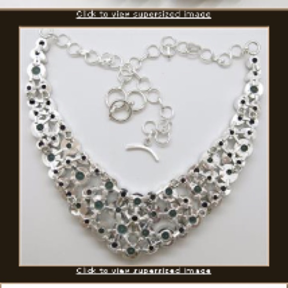140+carat Multi-Gemstone Sterling Bib Necklace - Picture 3 of 4