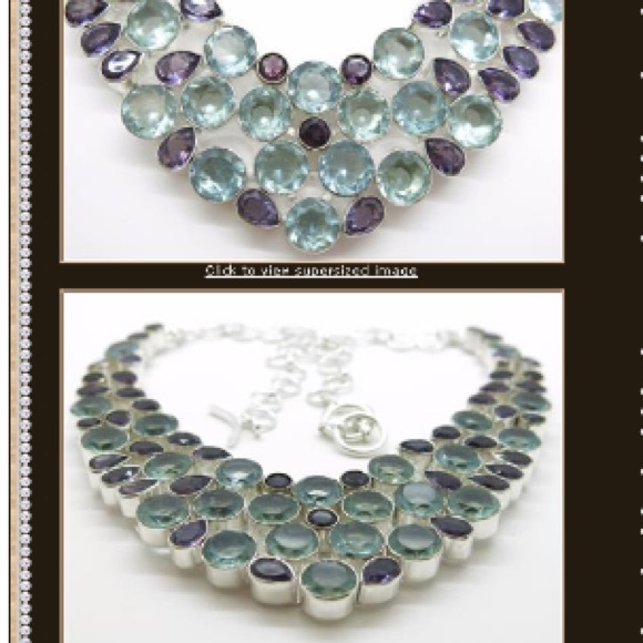 140+carat Multi-Gemstone Sterling Bib Necklace - Picture 4 of 4