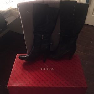 Guess Gilligan black leather boots