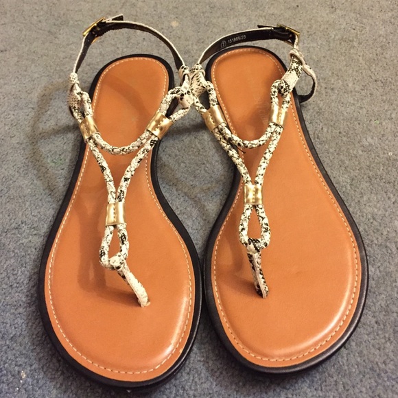 Snakeskin with gold accent sandals!