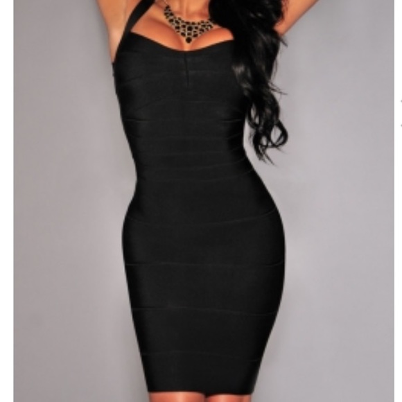 Black strappy bandage dress