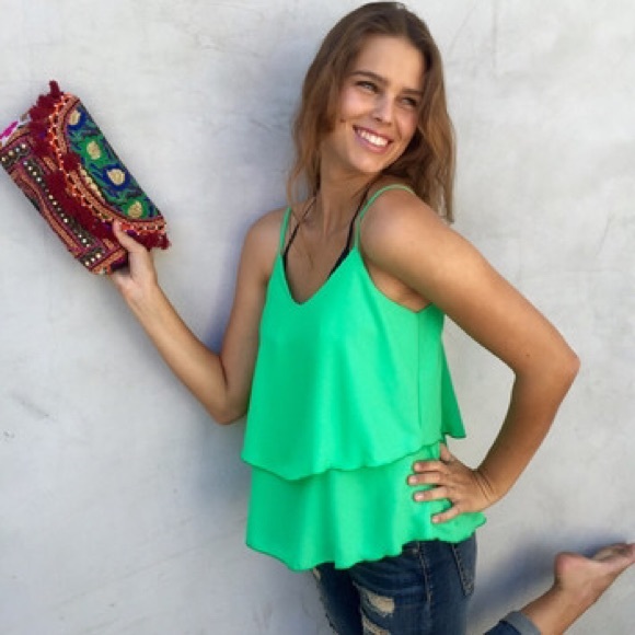 Neon green two toned tank