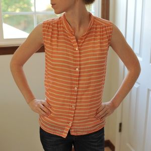 J. Crew Orange Striped Button Down Top Size XS
