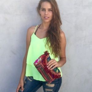 Last one! Neon yellow two tiered tank top