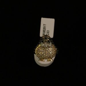 Pinguin w/bow tie gold plated w/black & clear CZ.