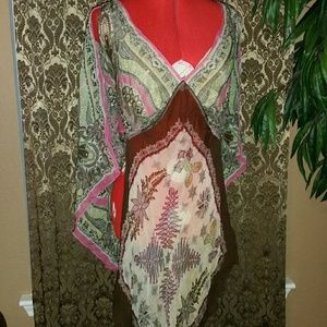 BCBGMaxAzria Silk Chiffon Scarf Top