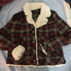 Thin Sherpa lined plaid jacket
