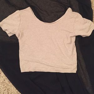 Beige jersey tee crop top