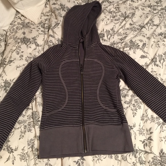 Grey and black stripes Lululemon Scuba Jacket