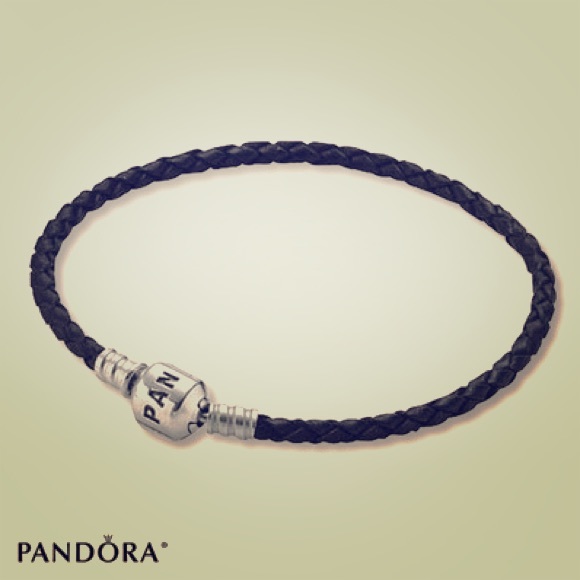 Pandora Jewelry - 👯Black leather braided Pandora bracelet👯