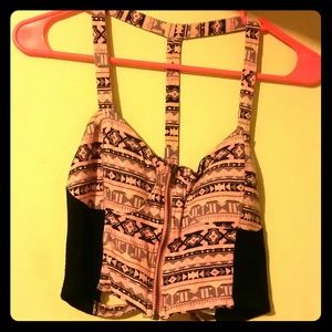 Nollie Aztec print pink and black bralett