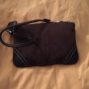 Coach Signature Wristlet in Chocolate Brown