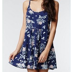 Lace up floral navy blue sundress