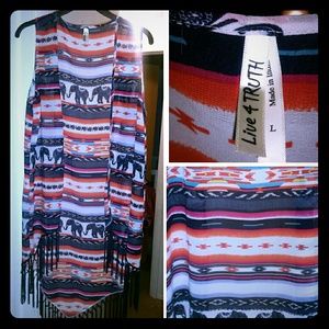 Oversized Fringed Sheer Vest