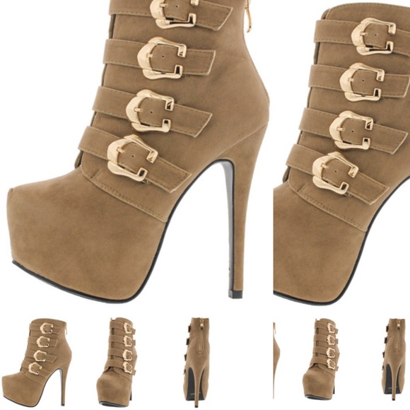 Nude platform ankle boots