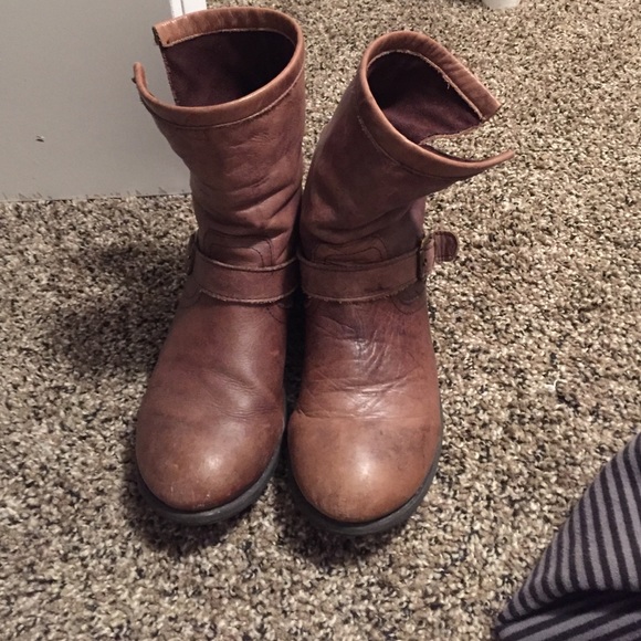 Brown leather booties size 7.5 women's