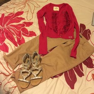 Hollister Pink Ruffles Fall Cardigan