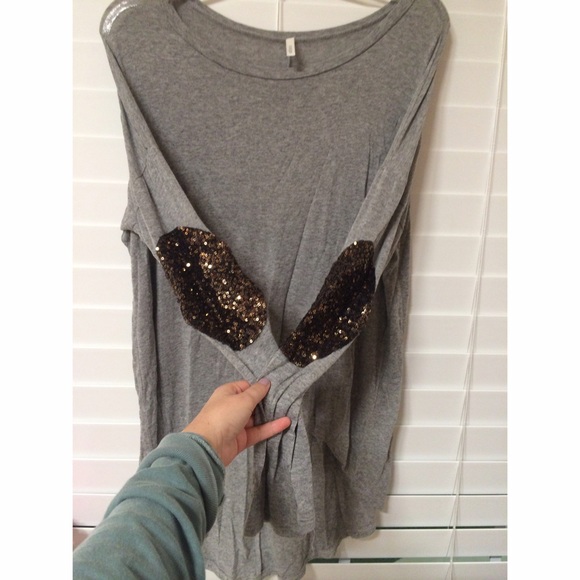 Piko-Style Blouse with Sequined Elbow Patches S/M