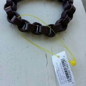 Leather/rubber mix chain link bracelet