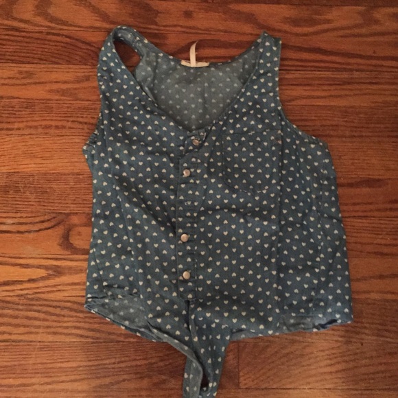 Pac Sun Denim Crop Button Up Tank