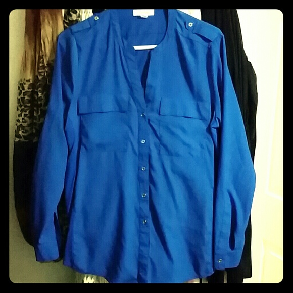 Royal blue Calvin Klein dress shirt.