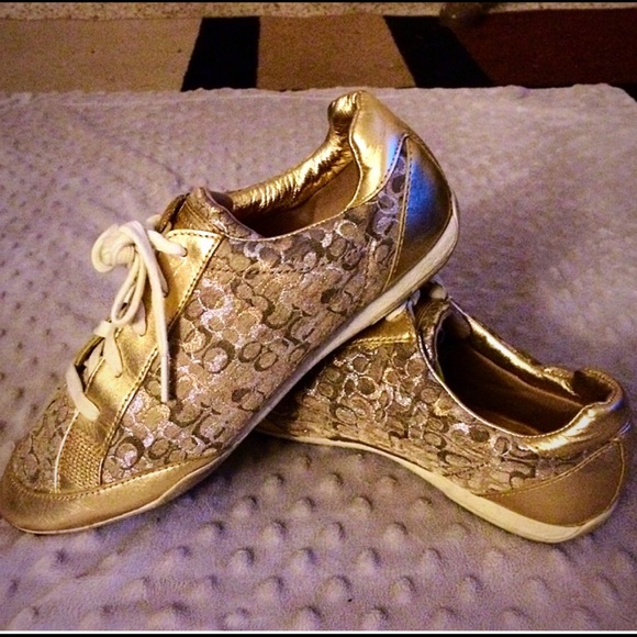 Authentic COACH Gold & Silver tennis shoes