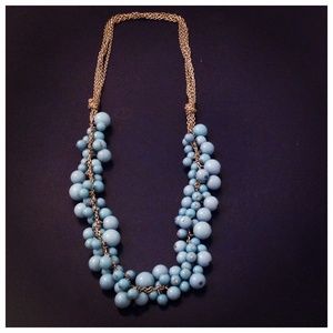 Never worn blue long stone beaded necklace