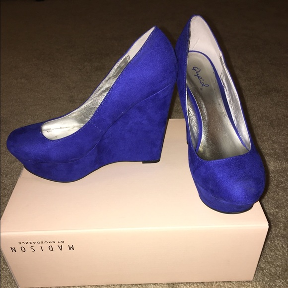 Qupid Cobalt blue wedges - Picture 2 of 3
