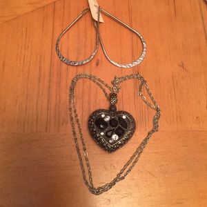 Heart necklace and earrings