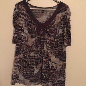 Brown & Grey Blouse