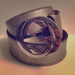 Women's Gucci Metallic Leather Belt w/ Logo Buckle