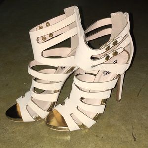 Charlotte Russe cream strap stilettos