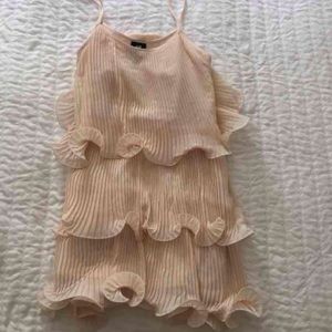 H and m pleated short cream dress