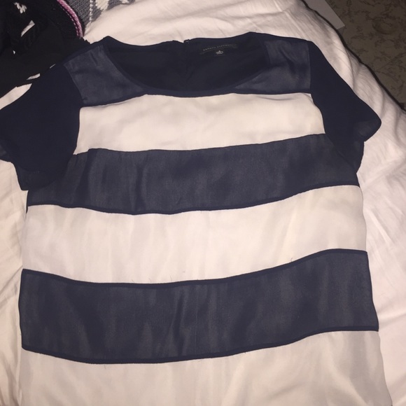 navy and white striped double layer shirt